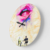 Glamorous Pink Lip Illustration Grote Klok (Hoek)