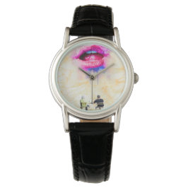  Glamorous Pink Lip Illustration Horloge