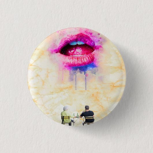  Glamorous Pink Lip Illustration Ronde Button 3,2 Cm (Voorkant)