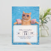    Glamorous Poolside Cat Floating In Style        Kaart (Staand voorkant)