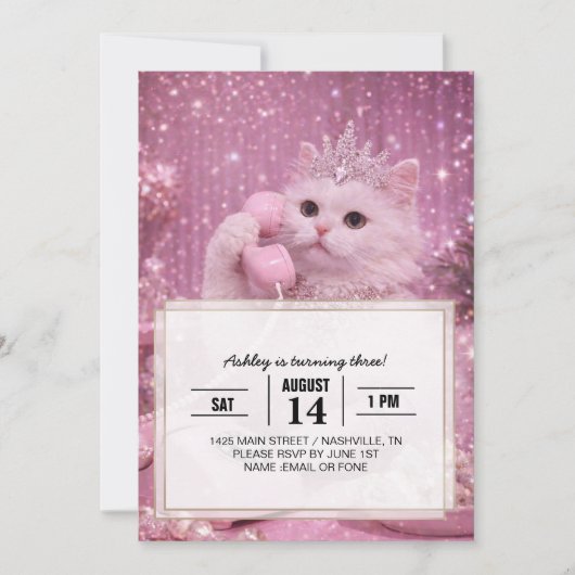 Glamorous Princess Cat Using Telephone             Kaart (Voorkant)
