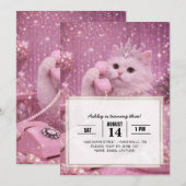 Glamorous Princess Cat Using Telephone             Kaart (Voorkant / Achterkant)