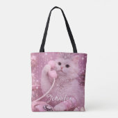 Glamorous Princess Cat Using Telephone             Tote Bag (Achterkant)