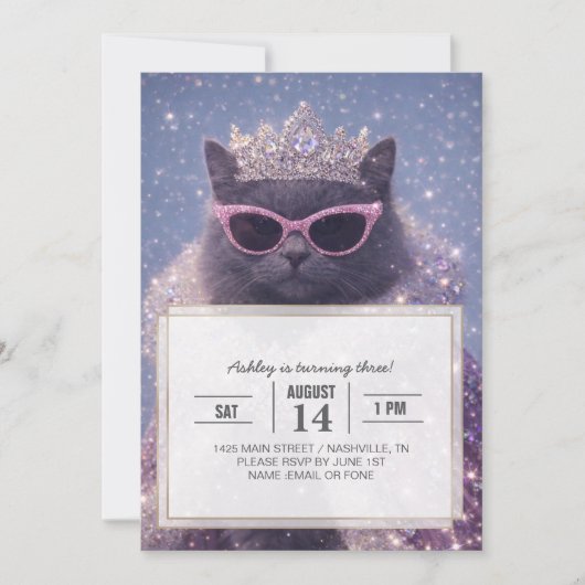 Glamorous Queen Cat Sparkling Fantasy Portrait     Kaart (Voorkant)