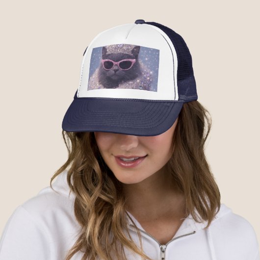 Glamorous Queen Cat Sparkling Fantasy Portrait     Trucker Pet (In situ)