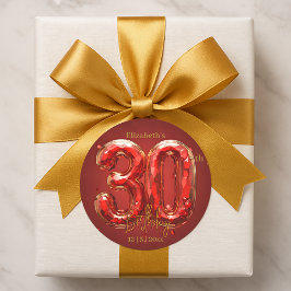 Glamorous Ruby and Gold Gemstone 30th Birthday Ronde Sticker