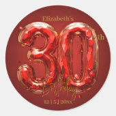 Glamorous Ruby and Gold Gemstone 30th Birthday Ronde Sticker (Voorkant)