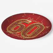 Glamorous Ruby Gemstone Gold 60th Birthday Party Papieren Bordje (Gekanteld)