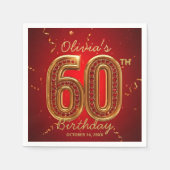  Glamorous Ruby Red Gold Jewel 60th Birthday Servet (Voorkant)