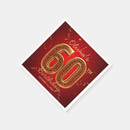 Glamorous Ruby Red Gold Jewel 60th Birthday Servet (Hoek)