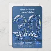 Glamorous Sapphire Blue Diamond 30th Birthday Kaart (Voorkant)