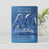 Glamorous Sapphire Blue Diamond 40th Birthday Kaart (Staand voorkant)