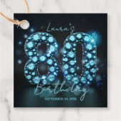 Glamorous Sapphire Gem 80th Birthday Party Bedankjes Labels (Voorkant)