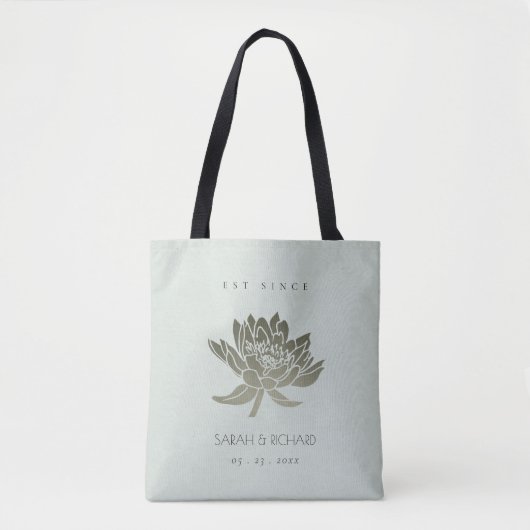 GLAMOROUS SKY BLAUW SILVER LOTUS BEWAREN DE DATUM TOTE BAG (Voorkant)