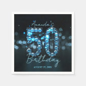 Glamorous Sparkly Teal Blue Diamonds 50th Birthday Servet (Voorkant)