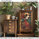 Glamorous Steampunk Beagle Dog EZ5R Decoupage Tissuepapier