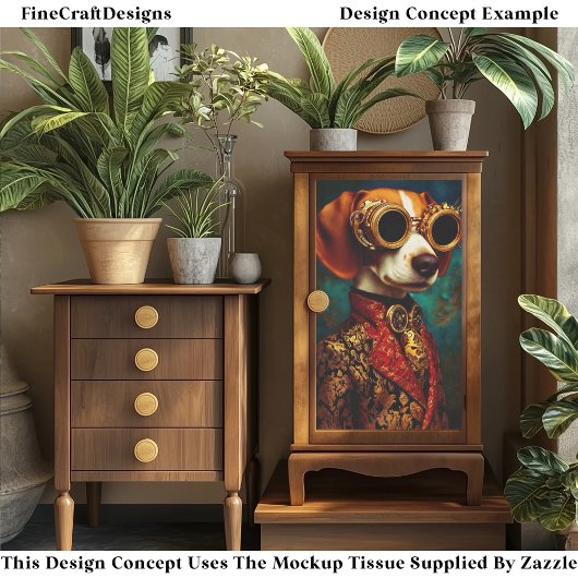 Glamorous Steampunk Beagle Dog EZ5R Decoupage Tissuepapier