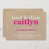 GLAMOROUS SWEET 16 superieure gouden confetti roze Kaart (Voorkant / Achterkant)