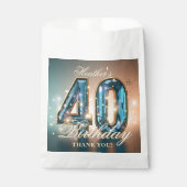 Glamorous Teal Blue Faceted Gemstone 40th Birthday Bedankzakje (Voorkant)