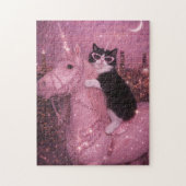 Glamorous Unicorn Cat Under Sparkling City         Legpuzzel (Verticaal)