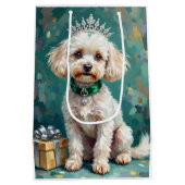 Glamorous White Poodle Princess Christmas Art Medium Cadeauzakje (Achterkant)