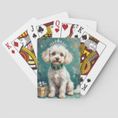Glamorous White Poodle Princess Christmas Art Pokerkaarten (Achterkant)