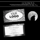 Glamorous White Silver Sparkle Glitter with Logo Visitekaartje