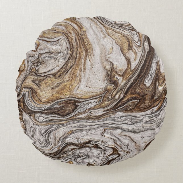 glamour 001 vloeibare bruine kleuren rond kussen (Voorkant)