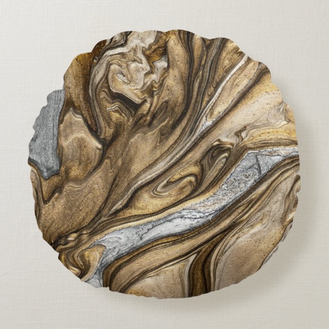 glamour 002 vloeibare bruine kleuren rond kussen (Voorkant)