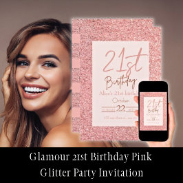 Glamour 21ste verjaardag Pink Glitter Kaart