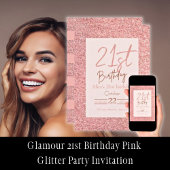 Glamour 21ste verjaardag Pink Glitter Kaart