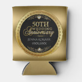 Glamour 50th Wedding Jubileum Zwart & Goud Blikjeskoeler (Voorkant)