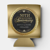 Glamour 50th Wedding Jubileum Zwart & Goud Blikjeskoeler (Achterkant)