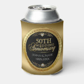 Glamour 50th Wedding Jubileum Zwart & Goud Blikjeskoeler (Blikje Achterkant)