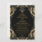 Glamour Art Deco bruiloft uitnodiging (Voorkant)