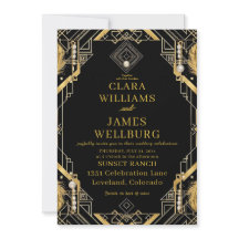  Glamour Art Deco bruiloft uitnodiging