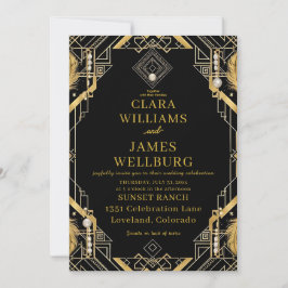  Glamour Art Deco bruiloft uitnodiging