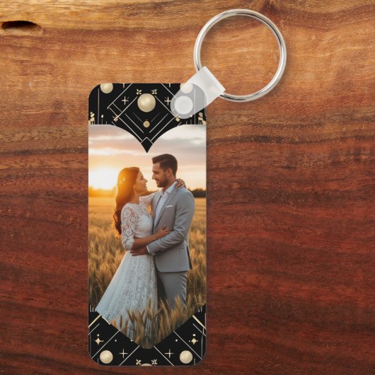  Glamour Art Deco Wedding Sleutelhanger (Achterkant)