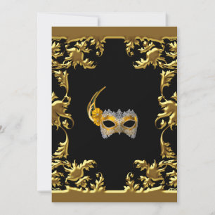 Glamour Bal Masquerade Elegant Zwart Goud Kaart