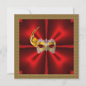 Glamour bal uitnodiging Elegante Rode Zwarte Goud (Voorkant)