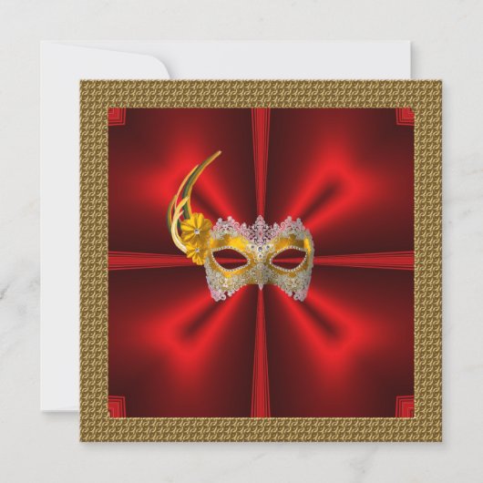 Glamour bal uitnodiging Elegante Rode Zwarte Goud (Voorkant)