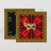 Glamour Bal Uitnodiging Elegante Rood  Goud (Voorkant / Achterkant)