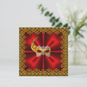 Glamour Bal Uitnodiging Elegante Rood  Goud (Staand voorkant)