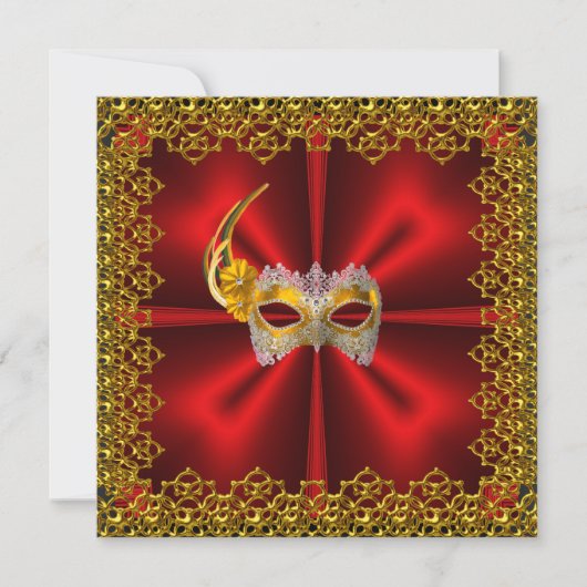 Glamour Bal Uitnodiging Elegante Rood  Goud (Voorkant)