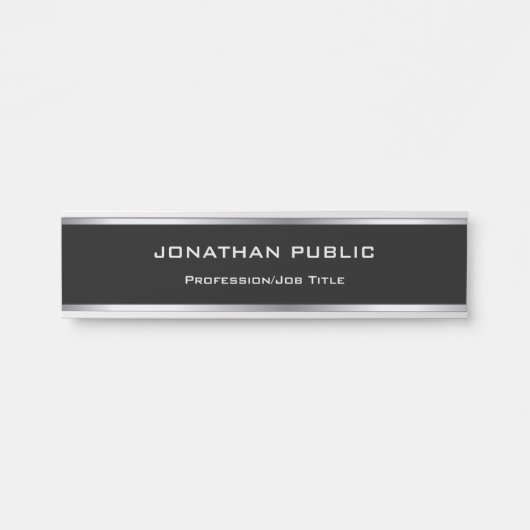 Glamour Black en Silver Professional Modern Cool Deurbordje (Voorkant)