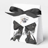 Glamour Black Gold Bow Afstuderen Bedankdoosjes (Voorkant Zijde)