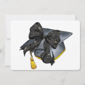 Glamour Black/Gold Bow Graduation Party Uitnodigin Kaart (Achterkant)