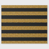Glamour Black Stripes met Gold Glitter Printen Cadeaupapier (Vlak)