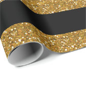 Glamour Black Stripes met Gold Glitter Printen Cadeaupapier (Rol Hoek)