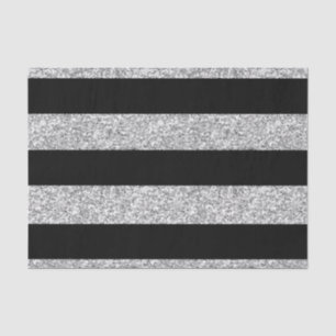 Glamour Black Stripes met Silver Glitter Gedrukt Tissuepapier